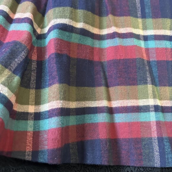 Vtg J. Peterman Cotton Plaid Skirt Midi 16 Petticoat Lace Whimsigoth Seinfeld - Picture 7 of 11